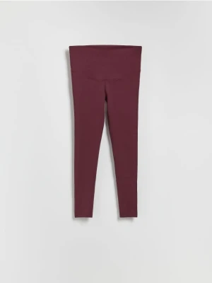 Reserved - Legginsy z wysokim pasem - mahoniowy