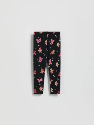 Reserved - Legginsy ze świątecznym nadrukiem - czarny
