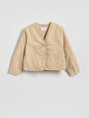 Reserved - Lekka kurtka z domieszką lnu - beżowy