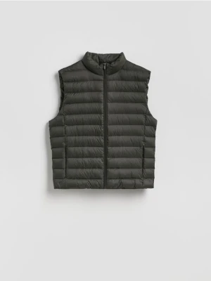 Reserved - Lekka pikowana kamizelka puchowa - zielony