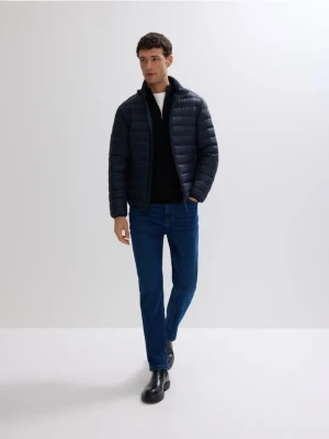 Reserved - Lekka pikowana kurtka puchowa - granatowy