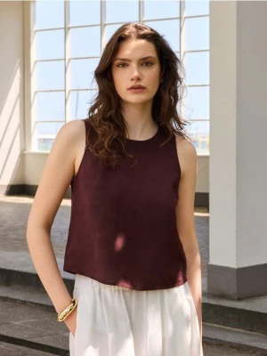 Reserved - Lniana bluzka - brązowy