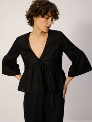 Reserved - Lniana bluzka - czarny