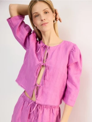 Reserved - Lniana bluzka - fioletowy