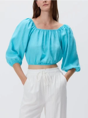 Reserved - Lniana bluzka - turkusowy