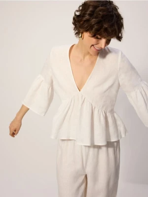 Reserved - Lniana bluzka - złamana biel