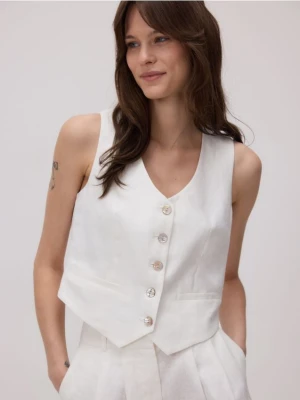 Reserved - Lniana kamizelka - biały