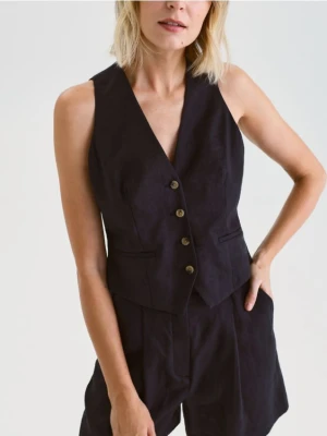 Reserved - Lniana kamizelka - czarny