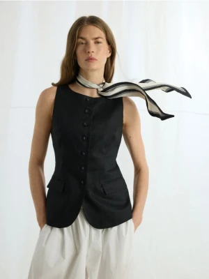 Reserved - Lniana kamizelka - czarny