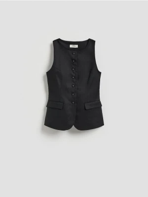 Reserved - Lniana kamizelka - czarny