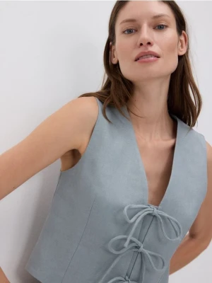 Reserved - Lniana kamizelka - granatowy