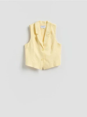 Reserved - Lniana kamizelka - jasnożółty