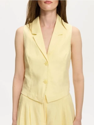 Reserved - Lniana kamizelka - jasnożółty