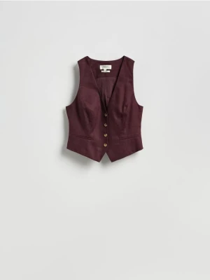 Reserved - Lniana kamizelka - mahoniowy
