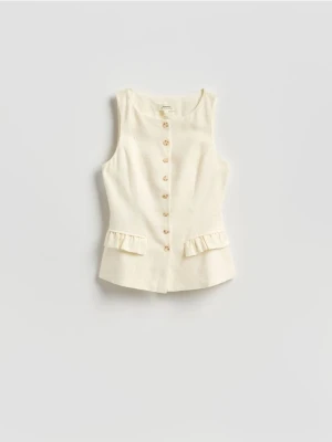 Reserved - Lniana kamizelka - złamana biel