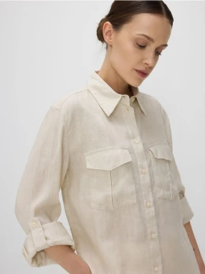 Reserved - Lniana koszula - beżowy