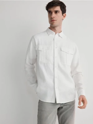 Reserved - Lniana koszula comfort fit - biały