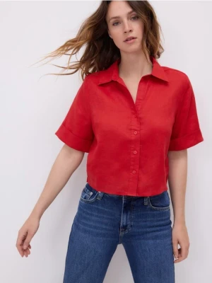 Reserved - Lniana koszula - czerwony