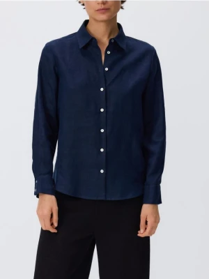 Reserved - Lniana koszula - granatowy