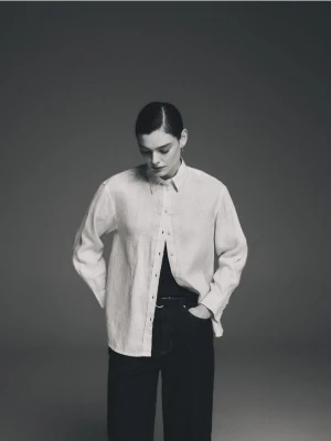 Reserved - Lniana koszula - jasnoniebieski