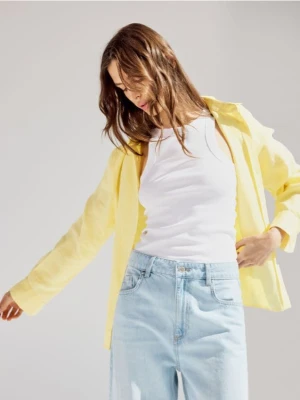 Reserved - Lniana koszula - jasnożółty