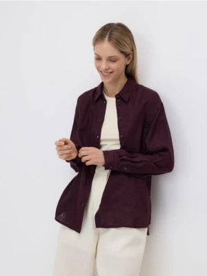 Reserved - Lniana koszula - mahoniowy