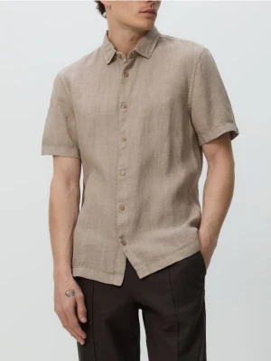 Reserved - Lniana koszula regular fit - beżowy