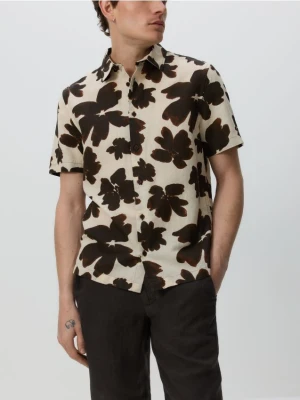 Reserved - Lniana koszula regular fit - beżowy