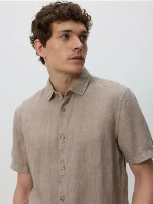 Reserved - Lniana koszula regular fit - beżowy