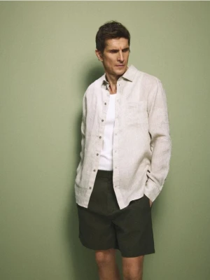 Reserved - Lniana koszula regular fit - beżowy