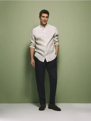 Reserved - Lniana koszula regular fit - beżowy