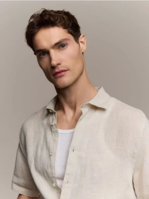 Reserved - Lniana koszula regular fit - beżowy