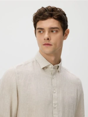 Reserved - Lniana koszula regular fit - beżowy