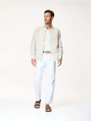 Reserved - Lniana koszula regular fit - beżowy