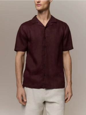 Reserved - Lniana koszula regular fit - bordowy