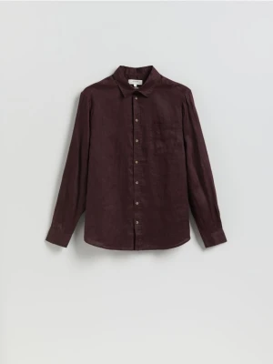 Reserved - Lniana koszula regular fit - brązowy