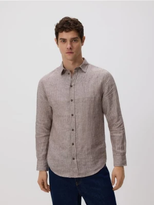 Reserved - Lniana koszula regular fit - brązowy