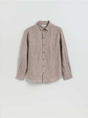 Reserved - Lniana koszula regular fit - brązowy