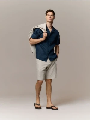 Reserved - Lniana koszula regular fit - ciemny turkus