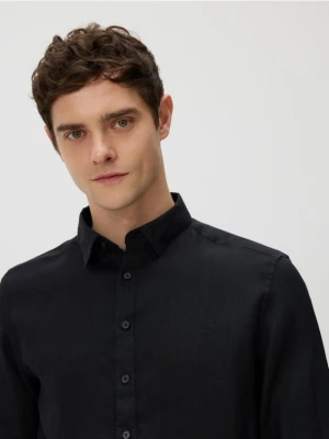 Reserved - Lniana koszula regular fit - czarny