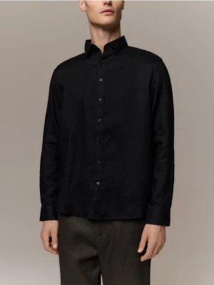 Reserved - Lniana koszula regular fit - czarny