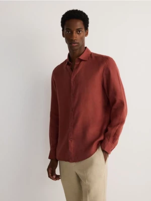 Reserved - Lniana koszula regular fit - intenstywna czerwień