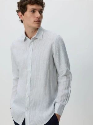 Reserved - Lniana koszula regular fit - jasnoniebieski