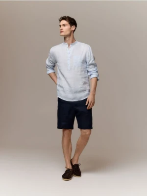 Reserved - Lniana koszula regular fit - jasnoniebieski