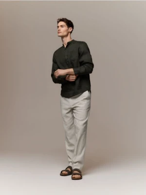 Reserved - Lniana koszula regular fit - jasny zielony