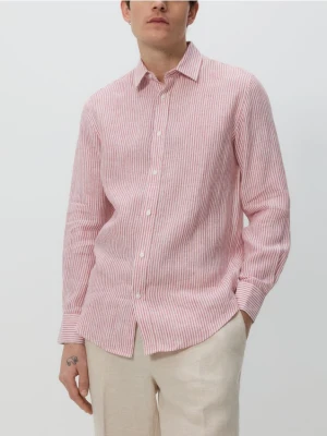 Reserved - Lniana koszula regular fit - miedziany