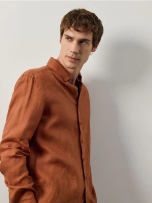 Reserved - Lniana koszula regular fit - miedziany