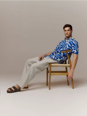 Reserved - Lniana koszula regular fit - niebieski