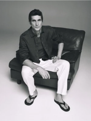 Reserved - Lniana koszula regular fit - oliwkowy