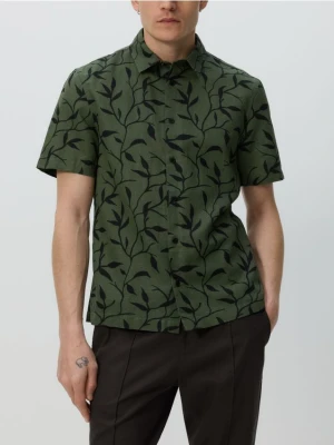 Reserved - Lniana koszula regular fit - zielony